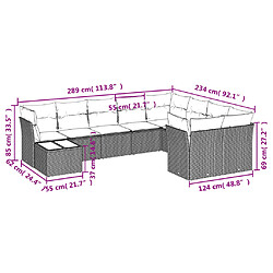 vidaXL Salon de jardin 10 pcs avec coussins noir résine tressée pas cher