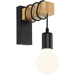 Stoex Applique Murale Intérieur Vintage Industrielle Lampe Murale E27 Luminaire Abat-jour en Métal avec Support en Bois pour Salon Couloir Bar (E27 Douil