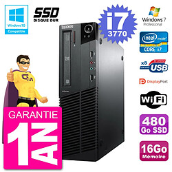 PC Lenovo ThinkCentre M82 SFF i7-3770 RAM 16Go SSD 480Go Graveur DVD Wifi W7 - Occasion