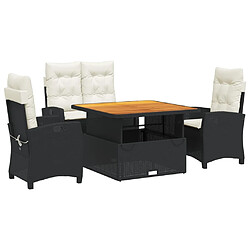 Maison Chic Ensemble à manger d'extérieur 4 pcs avec coussins,Salon de jardin noir -GKD782498