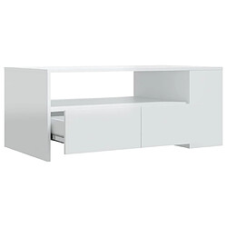 Avis vidaXL Table basse blanc brillant 102x55x42 cm bois d'ingénierie