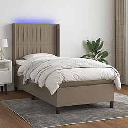 vidaXL Sommier à lattes de lit matelas et LED Taupe 90x190 cm Tissu