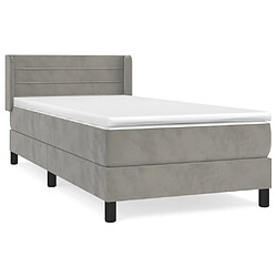 vidaXL Sommier à lattes de lit et matelas Gris clair 100x200cm Velours