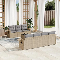 vidaXL Salon de jardin avec coussins 8 pcs beige résine tressée