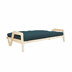 Inside 75 Canapé convertible futon GRAB pin naturel coloris bleu couchage 130 cm.