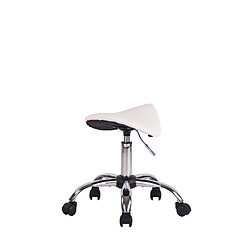 Avis Decoshop26 Tabouret de travail sur roulettes en synthétique blanc support en métal chromé TABO10194