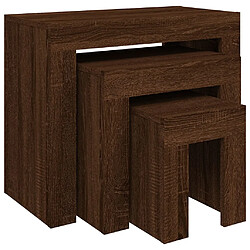 vidaXL Tables basses gigognes 3 pcs chêne marron bois d'ingénierie