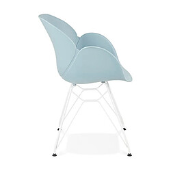 Avis Mes Lot de 2 fauteuils design bleu piétement métal blanc - UMILA