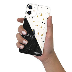 Coque iPhone 12 mini souple transparente Terrazzo marbre Noir Motif Ecriture Tendance Evetane pas cher