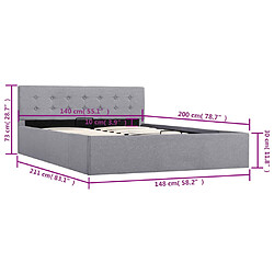 vidaXL Cadre de lit à rangement hydraulique sans matelas 140x200 cm pas cher