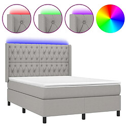 Sommier à lattes et matelas LED,Cadre à lattes de lit pour Adulte Gris clair 140x200 cm Tissu -MN40439