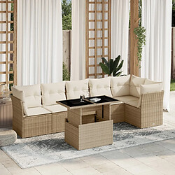 vidaXL Salon de jardin avec coussins 7 pcs beige résine tressée 