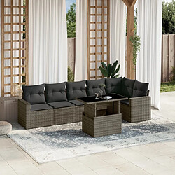 vidaXL Salon de jardin avec coussins 7 pcs gris résine tressée 