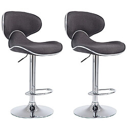 Decoshop26 Lot de 2 tabourets de bar pivotant design moderne en tissu gris foncé support en métal chromé 10_0004267 