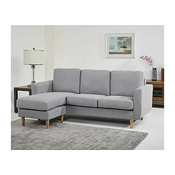 Avis Canape dangle reversible - Tissu gris clair avec pietement en bois naturel - L 197 x P 137 x 83 cm - NOLAN