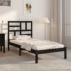 vidaXL Cadre de lit sans matelas noir bois massif 75x190 cm 