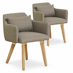 Paris Prix Lot de 2 Fauteuils Scandinave Alan 70cm Taupe