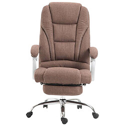 Avis Decoshop26 Fauteuil de bureau sur roulettes avec repose-pieds et hauteur ajustable pivotant en tissu marron 10_0002586