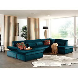 Lisa Design Vermont - canapé panoramique d'angle droit - 7 places - XXL - en velours Vermont - canapé panoramique d'angle droit - 7 places - XXL - en velours - Bleu canard