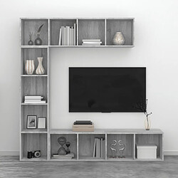 Avis vidaXL Ensemble bibliothèque/meuble TV 3 pcs Sonoma gris 180x30x180 cm