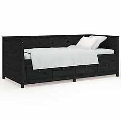 Maison Chic Lit de jour, Lit de repos pour Salon Chambre,Canapé-lit,Lit d'invité Noir 90x190 cm Bois de pin massif -MN41269