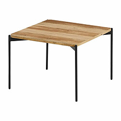 Zons Table basse carré pieds métal noir style industriel 60cm