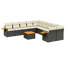 Maison Chic Salon de jardin 11 pcs avec coussins | Ensemble de Table et chaises | Mobilier d'Extérieur noir résine tressée -GKD59731