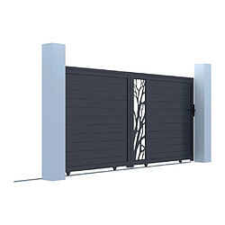 Acheter Vente-Unique Portail coulissant aluminium semi ajouré à motifs L350 x H187 cm anthracite LABRIT II