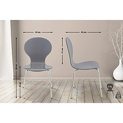 Decoshop26 Lot de 4 chaises de cuisine salle à manger empilables dossier arrondi en bois gris et métal chromé 10_0003179