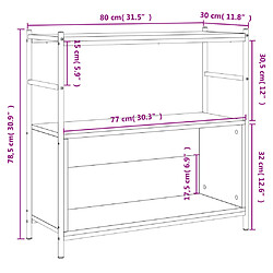 vidaXL Bibliothèque chêne brun 80x30x78,5 cm bois d'ingénierie et fer pas cher