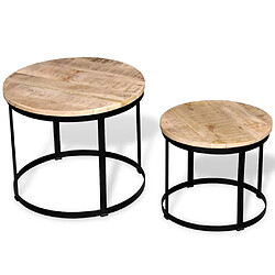 Acheter vidaXL Table basse 2 pcs Bois de manguier brut Rond 40/50 cm