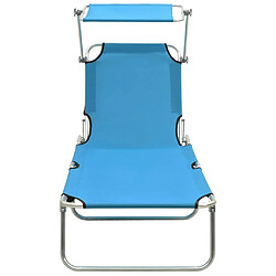 Avis Maison Chic Chaise longue pliable avec auvent | Bain de soleil Relax | Transat acier turquoise et bleu -GKD26505