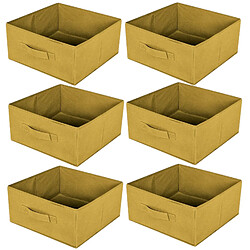 Toilinux Lot de 6 boites de rangement pliables en tissus avec poignée - 30x30x15cm - Jaune Ananas Toilinux - Lot de 6 boites de rangement pliables en tissus avec poignée - 30x30x15cm - Jaune Ananas - Design