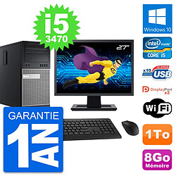 PC Tour Dell 9010 Ecran 27" Intel i5-3470 RAM 8Go Disque Dur 1To Windows 10 Wifi - Occasion