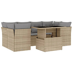 vidaXL Salon de jardin avec coussins 7 pcs beige résine tressée