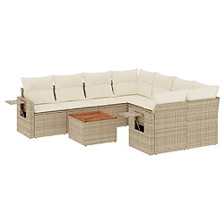 Maison Chic Salon de jardin avec coussins 9 pcs, Ensemble Tables et chaises de jardin, beige résine tressée -GKD242473