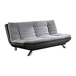 Avis Vente-Unique Canapé convertible clic-clac en tissu et simili DEMIDO III - Gris et noir