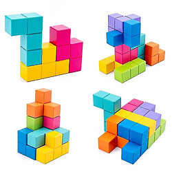 Universal Puzzle coloré en bois puzzle jeu c cube jouet cerveau défi bois empilement