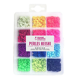 Graines Creatives Boîte de perles Heishi - 12 couleurs fluo