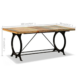 vidaXL Table à manger Bois de récupération massif 180 cm pas cher