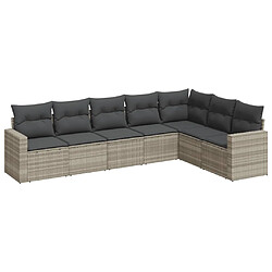 vidaXL Salon de jardin avec coussins 7 pcs gris clair résine tressée