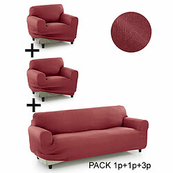 Housse de canapé Sofakover Pocket Trio Romeo 3 Unités - Fuchsia