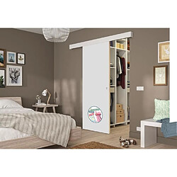 OPTIMUM Kit porte coulissante décor blanc - rail 2 amortisseurs + cache rail blanc - 204 x 73 cm