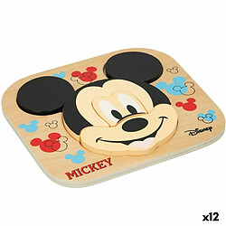 Puzzle enfant en bois Disney Mickey Mouse + 12 Mois 6 Pièces (12 Unités)