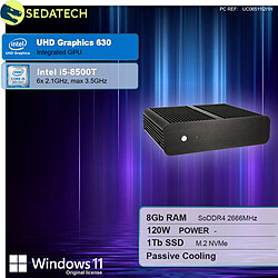 Sedatech Mini-PC Evo passif • Intel i5-8500T • 8Go RAM • 1To SSD M.2 • Windows 11