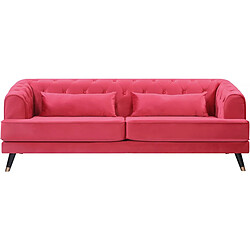 Habitat Et Jardin Canapé fixe en velours Gloria - 216 x 86 x 76 cm - 3 places - Rouge