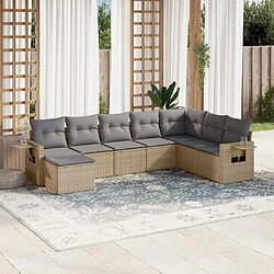 Maison Chic Salon de jardin avec coussins 8 pcs | Ensemble de Table et chaises | Mobilier d'Extérieur beige résine tressée -GKD25381