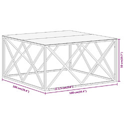 vidaXL Table basse argenté acier inoxydable et verre trempé pas cher