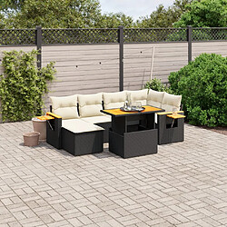 Maison Chic Ensemble Tables et chaises d'extérieur 8 pcs avec coussins,Salon de jardin noir résine tressée -GKD769748