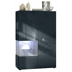 Mpc Vitrine Noir Mat Et Brillant Insertion Anthracite (lxhxp) : 91,5 X 136,5 X 37 Cm + LED Noir